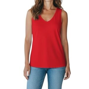 J. Jill Pima V-neck Geranium Tank Top Size L NWT